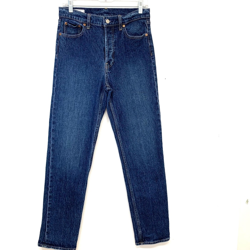 Gap Cheeky Straight High Rise Button Fly Jeans Women 28/6 Tall Dark Wash Denim